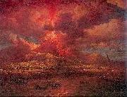 Marlow, William Vesuvius Erupting at Night USA oil painting artist